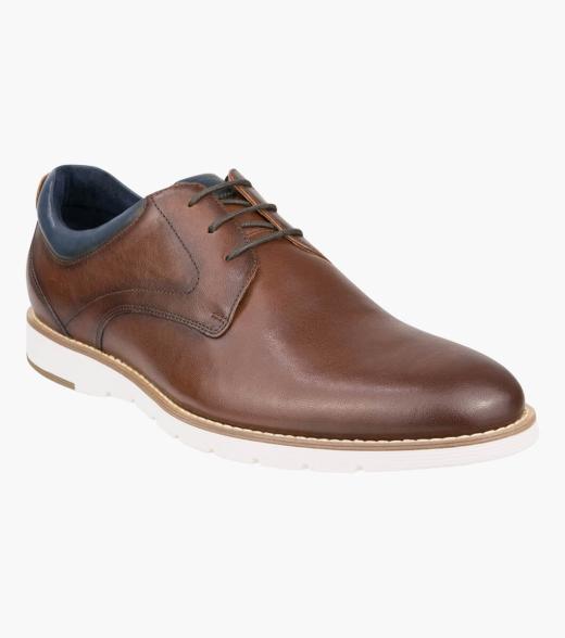 carlo morandi cognac plain toe derby