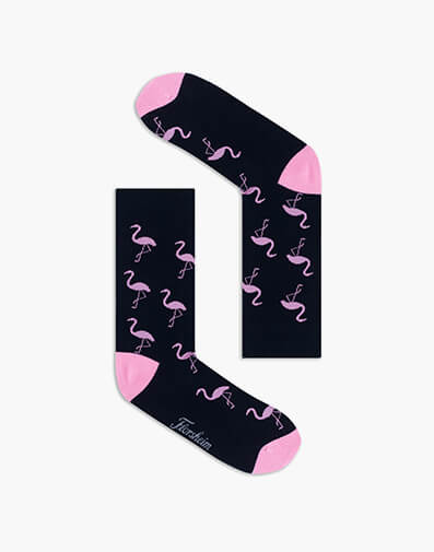 Flamingo Cotton Jacquard Sock  in DARK NAVY for $12.95
