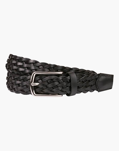 Neeson Leather Braid Belt  in BLACK for $39.80