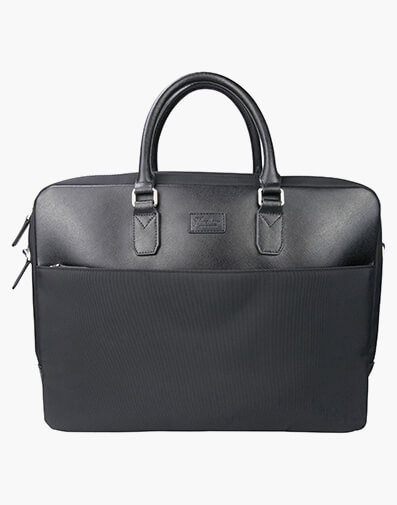 Caesar Nylon & Leather Briefcase in BLACK for $299.95