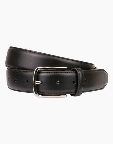 Cruise  Stitched Crossover Leather Belt  in BLACK for $69.95