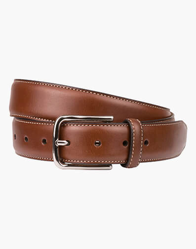 Cruise  Stitched Crossover Leather Belt  in BROWN for $69.95