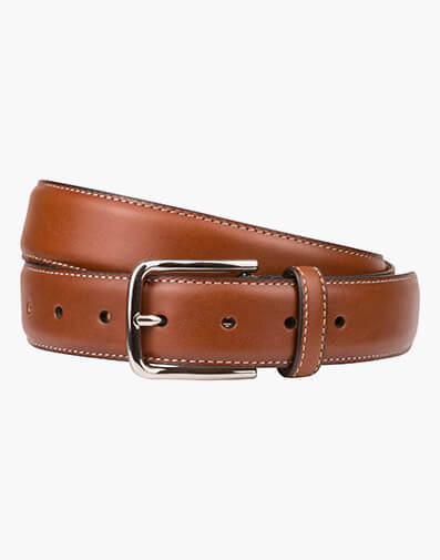 Cruise  Stitched Crossover Leather Belt  in TAN for $52.46