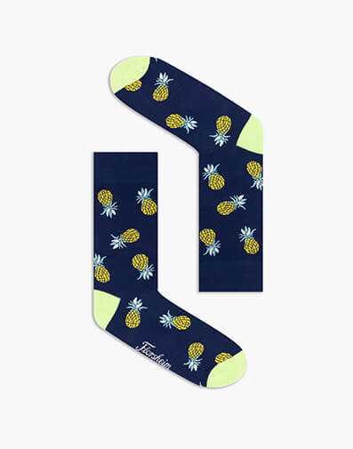 Pineapple Combed Cotton Jacquard Sock in NAVY for $12.95