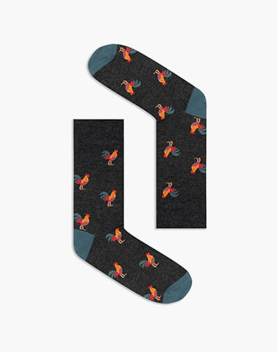 Rooster Bamboo Jacquard Sock in CHARCOAL for $12.95