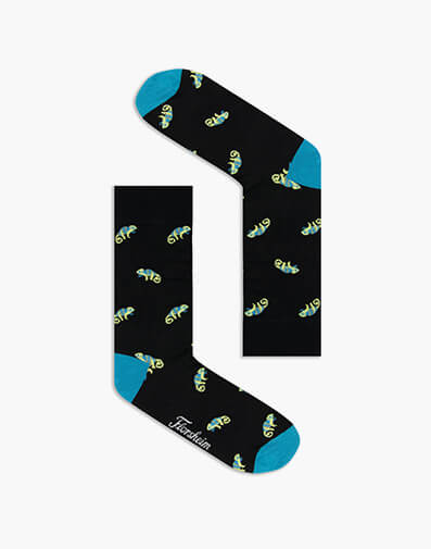 Gecko Combed Cotton Jacquard Sock in BLACK for $12.95