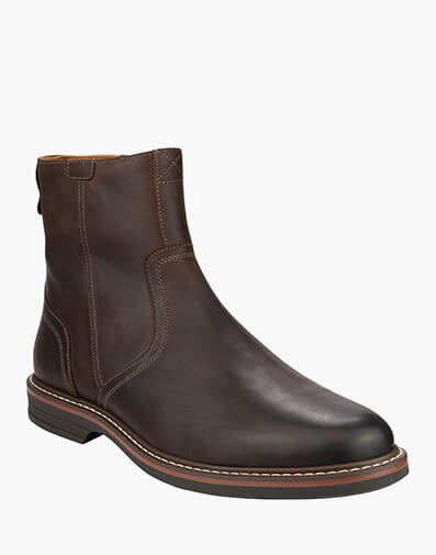 Norwalk Zip Plain Toe Side Zip Boot in BROWN for $239.95