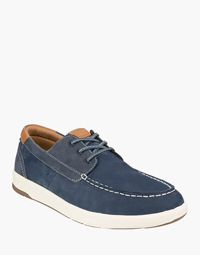 Crossover Boat Shoe Elastic Lace Moc Toe Boat Shoe in NAVY for $199.95