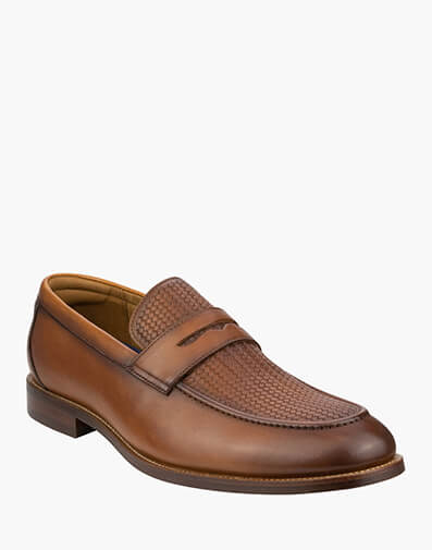 Rucci Penny Weave Weave Moc Toe Penny Loafer in COGNAC for $189.95