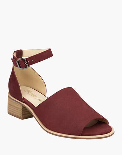 Sophie Open Toe Block Heel Sandal in BURGUNDY for $119.80